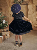 Mitternachtsblaues Kleid aus Samt und Pailletten GLYTOLETTE / 23H2PFN1ROB070