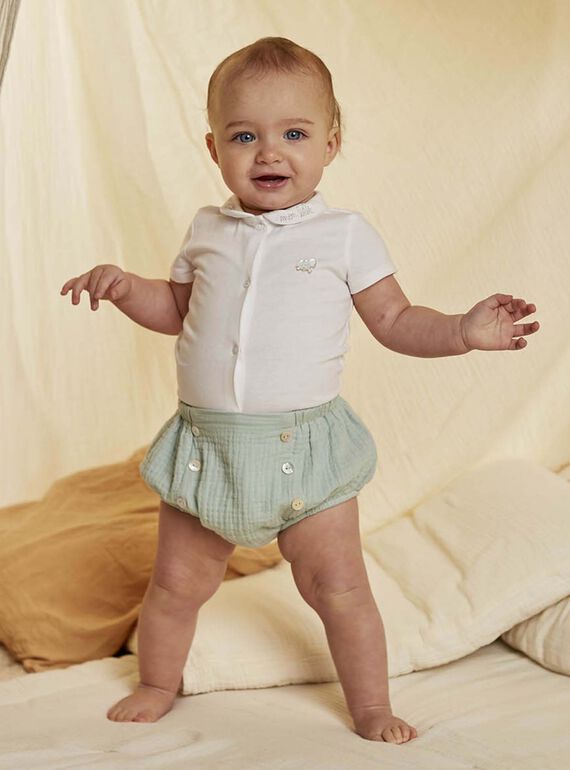 Gemischte Geburt grün Bloomer und Kragen Bodysuit in ecru COLOAN / 22E0CMI1ENS203