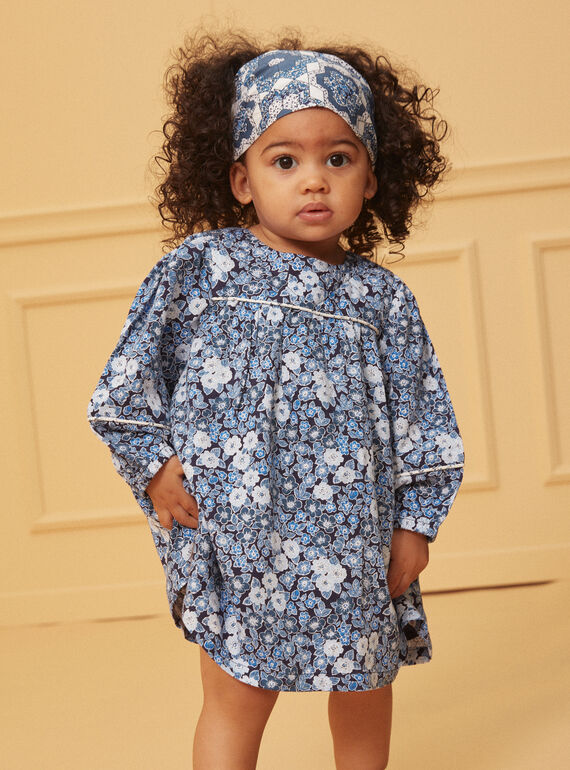 Blau-weißes Kleid mit Blumenmuster LACECILE / 24H1BFJ1ROB070