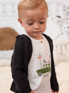 Baby-Jungen-T-Shirt in Weiß und Grün BADAEL / 21H1BG21TMC632