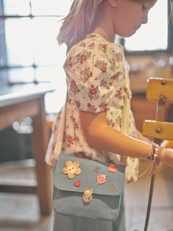 Kind Mädchen leichte Denim-Umhängetasche mit Blumendetails CUINAETTE / 22E4PFJ2BESP272