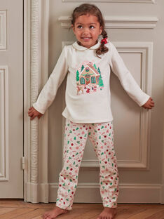 Kind Mädchen Weihnachts-Pyjama-Set aus Samt in Ecru BEBISETTE / 21H5PFI2PYJ001