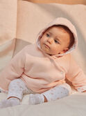 Rosa Dragee Geburtsjacke mit Kapuze aus Tubique und Jersey KORNELIA / 24E0CF11VESD310