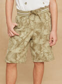 Khakifarbene Bermuda-Shorts mit Blätter- und Tigerprint aus Molton KRIMONAGE 4 / 24E3PGQ2BER604