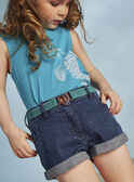Kind Mädchen dunkle Jeansshorts mit Paillettengürtel CAUJENETTE 1 / 22E2PFT2SHOK005