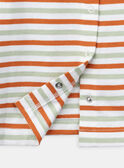 Orange, lehmgrün und cremefarben gestreiftes T-Shirt KAALEX / 24E1BG32TMLA001