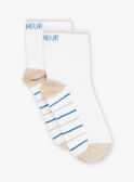 Ecru-Socken mit blau-beige gestreifter Unterseite FREBASSAGE / 23E4PGI1SOQ000