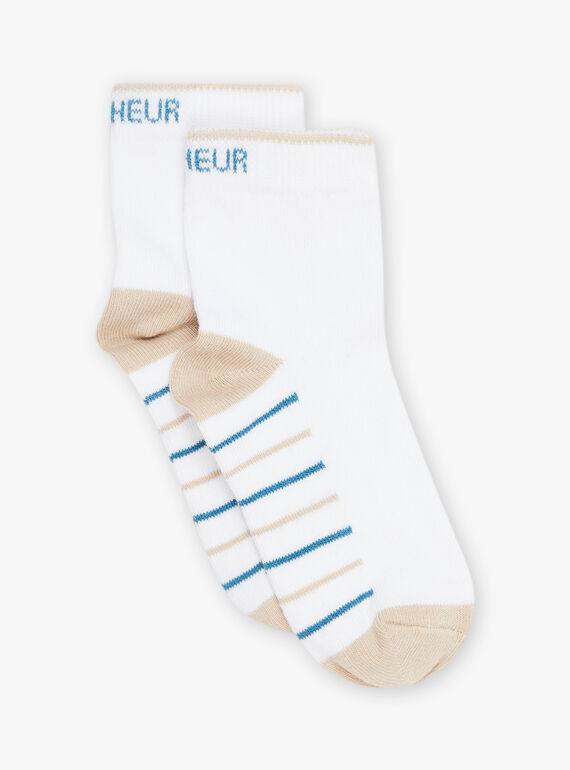 Ecru-Socken mit blau-beige gestreifter Unterseite FREBASSAGE / 23E4PGI1SOQ000