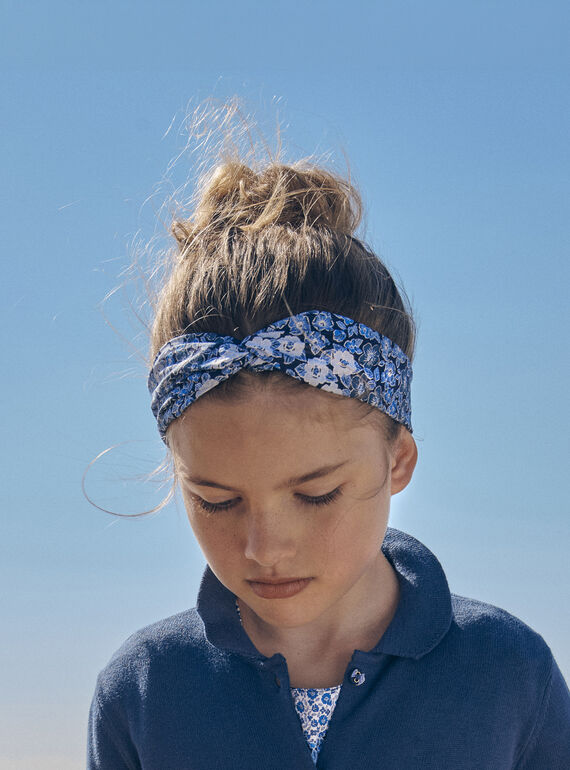 Blau-weißes Stirnband mit Blumenmuster LEVAGLETTE / 24H4PFJ1BAN070