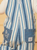 Lange blau-weiße Latzhose aus Denim mit Streifendruck LADEREK / 24H1BGJ1SALP274