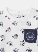 T-Shirt, weiß mit Waschbär-Print und langen Ärmeln, Baby, Jungen NAIVAN / 25H1BGP1TMLA015