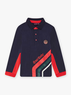 Marineblau und rot gestreiftes Poloshirt für Kind Junge BOCOLAGE / 21H3PGM1POLC228