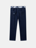 Blaue Karottenjeans mit geblümtem Gürtel LEJINETTE / 24H2PFJ1JEAK005