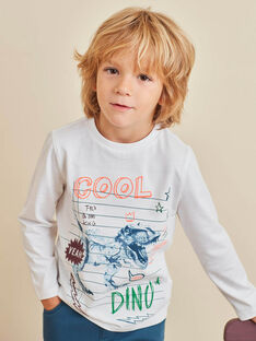 Ecru-T-Shirt für Jungen mit Dinosaurier-Motiv BUTOILAGE / 21H3PGQ2TML001