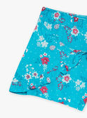 Kind Mädchen türkisfarbene Shorts mit Blumendruck CAUSHOETTE 2 / 22E2PFT4SHO202