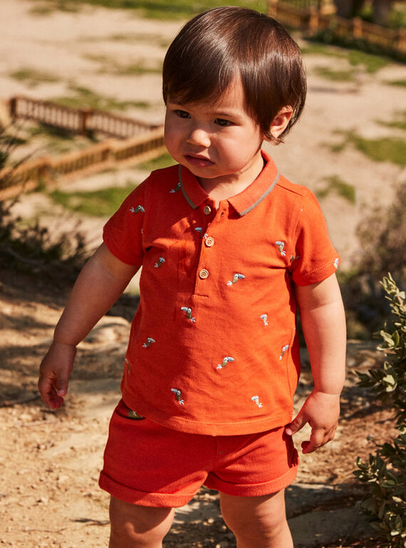 Baby Junge orangefarbenes Poloshirt CAWEDOU / 22E1BGP1POLF527