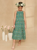 Langes Rüschenkleid in Empire-Grün mit Blumenprint KRUCHETTE 2 / 24E2PFK2RBSG627