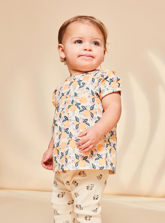 Vanille-Satinbluse mit Fruchtaufdruck FAPENNY / 23E1BFO1CHE114