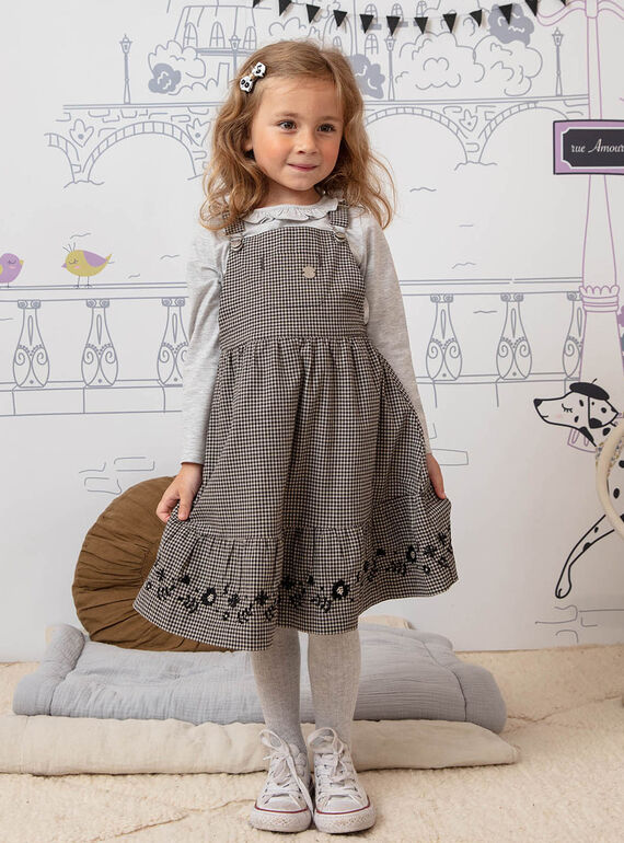 Kind Mädchen Gingham fließenden Latzhose Kleid BECHAETTE / 21H2PF21CHS090