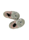 Weicher Lederpantoffel Glitzer-Beige mit Katzen-Stickerei Baby Mädchen GNFCHAT / 19WK37Z2D3S080