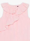 Baby Mädchen rosa Popeline-Kleid mit Muschel-Stickerei und Blümchen CASOLEIL / 22E1BFN1ROBD315