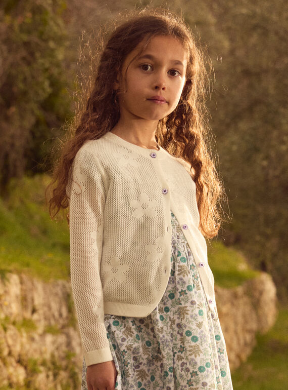 Geblümte Strickjacke in Ecru MLECARETTE / 25E2PFO1CAR001
