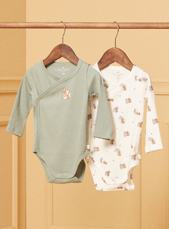 2 Bodys aus Baumwolle in Ecru und Khaki LOUIS / 24H0NG11BOD001