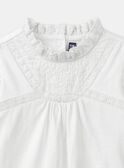 Ecrufarbene Bodybluse mit Rüschen LACOLINE / 24H1BFJ1BOD001