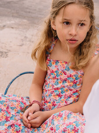 Kind Mädchen Sonnenkleid aus Popeline mit Blumendruck CIEROBETTE / 22E2PFV1RBS001