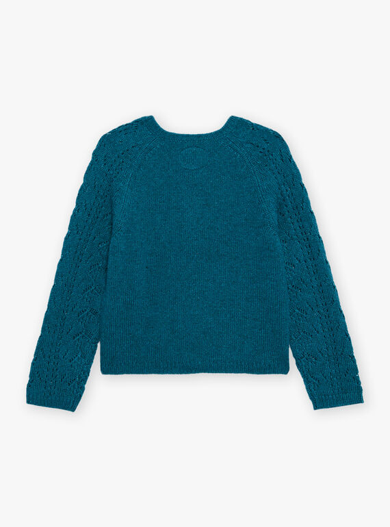 Strickjacke mit Lochmuster in Entenblau DYZETTE / 22H2PFU1CAR714