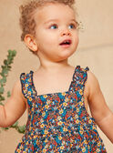 Kleid mit buntem Blumen-und Fischmotiv aus Popeline in Marineblau KAZAZIE / 24E1BFS2ROB718