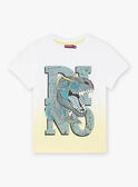 Kind Junge gelbes tie-&-dye T-Shirt mit Dinosauriermotiv CATICHAGE / 22E3PGB2TMC116