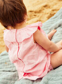 Baby Mädchen rosa Popeline-Kleid mit Muschel-Stickerei und Blümchen CASOLEIL / 22E1BFN1ROBD315