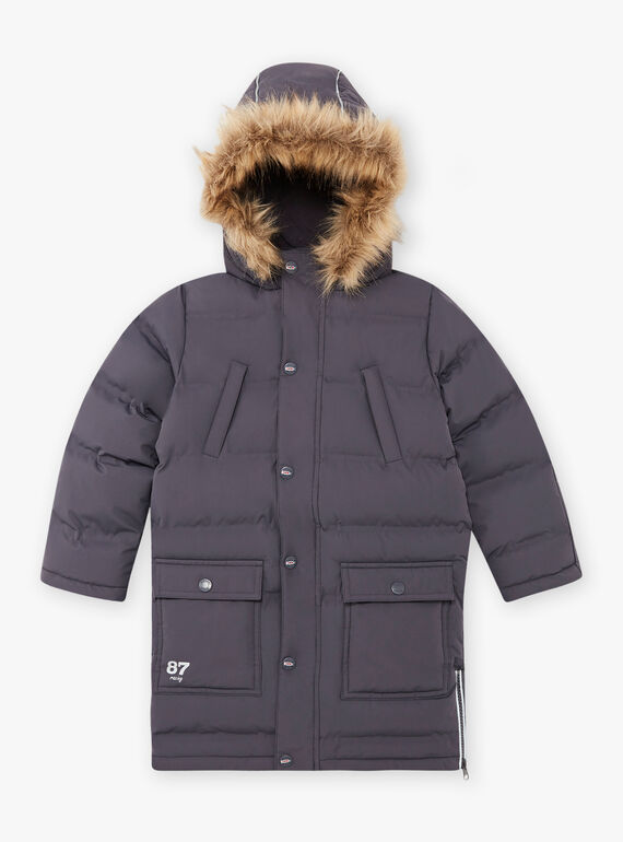 Dunkelgrauer Parka für Jungen mit Fleece-Futter BADOUNAGE / 21H3PGE3PARJ916