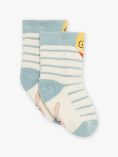 Baby Junge blau und ecru gestreifte Socken CACET / 22E4BGB1SOQ001