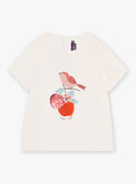 T-Shirt aus zwei Materialien in Elfenbein mit Vogelmuster GATIETTE / 23H2PF71TMC005