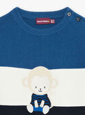 Baby Junge dreifarbiger Pullover mit Affenmotiv CARAYNAL / 22E1BGK1PUL703