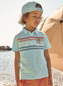 Türkisfarbenes Poloshirt mit Streifenmuster FLUPIQAGE / 23E3PGQ1POL202