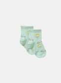 Céladonblaue Blumen-Jacquard-Socken KLISOZETTE / 24E4PFR1SOB204