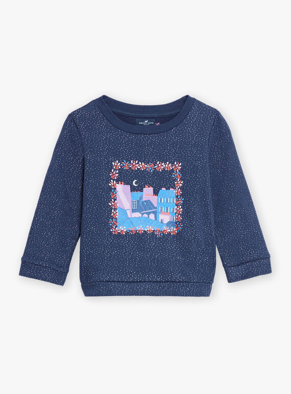 Camille Witt Limited Edition - Marinefarbenes Sweatshirt mit Pailletten DOSWETTE / 22H2PFT1SWE705