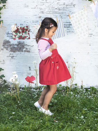 Bestickte rote Latzhose Kleid Kind Mädchen BAROBETTE / 21H2PF11CHSF505