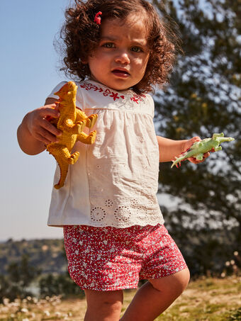 Baby Mädchen Popeline-Shorts mit Blumendruck CAULIVIA / 22E1BFP1SHO808