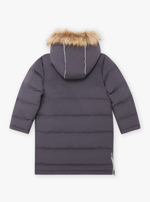 Dunkelgrauer Parka für Jungen mit Fleece-Futter BADOUNAGE / 21H3PGE3PARJ916