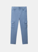Glänzend blaue Cargohose mit schmalem Schnitt LESLIMAGE / 24H3PGJ1PANC206