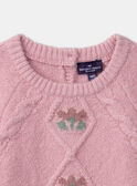 Pullover mit Zopfmuster Zartrosa Blumen LANINA / 24H1BFQ1PULD329