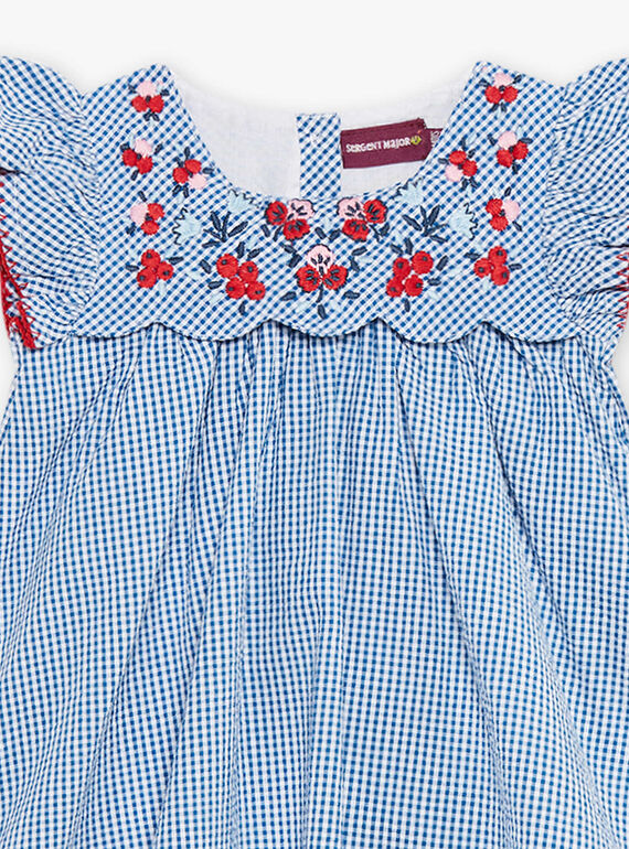 Baby Mädchen besticktes Kleid und Boomer-Set aus kariertem Seersucker CAFABIENNE / 22E1BF81ROB208