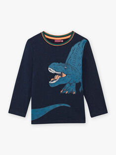 Marineblaues T-Shirt für Baby-Jungen mit Dinosaurier-Motiv BUSIOLAGE / 21H3PGQ1TML070