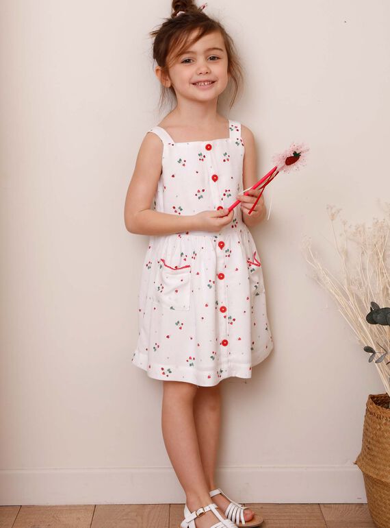 Kleid mit Erdbeerdruck in Ecru ZOLOMETTE / 21E2PFJ1CHS001