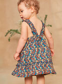 Kleid mit buntem Blumen-und Fischmotiv aus Popeline in Marineblau KAZAZIE / 24E1BFS2ROB718