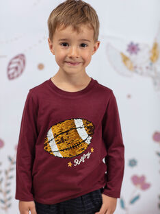 Burgunderfarbenes T-shirt für Jungen BERNAGE / 21H3PG91TMLF511